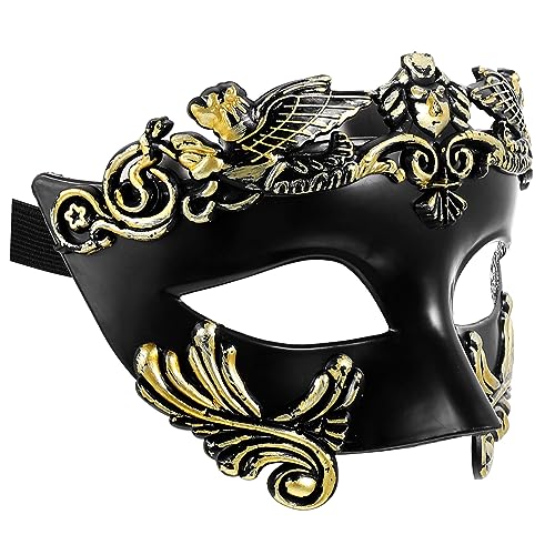 ORFOFE Elegante Halbmaske für Halloween und Karneval Krieger Cosplay Schwarz/Gold leicht zu tragen von ORFOFE