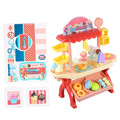 ORFOFE Eiscreme Wagen Spielzeugset Mini Eisdielen Für Mit Bunten Eistüten Und Zubehör Rollenspielzeug Für Kreative Fantasiespiele Geschenkidee Für Jungen Und ädchen Ab 3 Jahren von ORFOFE