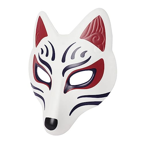 ORFOFE Fuchs Maske Halloween Cosplay-maske Kitsune Maskerade-maske Katzenmasken Für Erwachsene Tierische Maske Maskenkostüm Fuchsgesicht Tiermasken Party-maske Eva Weiß von ORFOFE