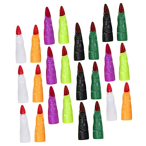 ORFOFE Halloween Liefert Hexen Cosplay Lieferungen Halloween Finger Abdeckung Bunte Halloween Plastische Hexenfinger Plastikfinger Grusel Grusel Hexen Nägel Gefälschte Finger Gruselige von ORFOFE