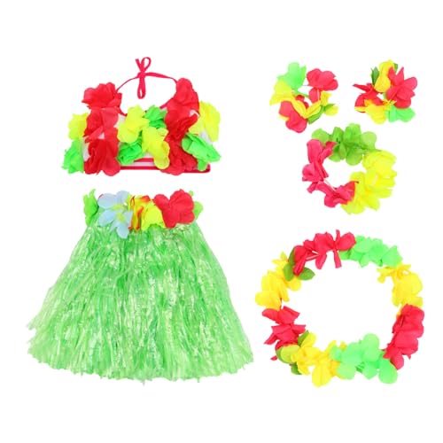 ORFOFE Hawaii Kostüm Set Teilig Verstellbarer Strohröckchen Bunte Armbänder Halskette Stirnband für Sommerparty Bühnenauftritt Strandfest Kreative Verkleidung ORFOFE Hawaii Kostüm Set Teilig Verstellbarer Strohröckchen Bunte Armbänder Halskette Stirnband für Sommerparty Bühnenauftritt Strandfest Kreative Verkleidung von ORFOFE