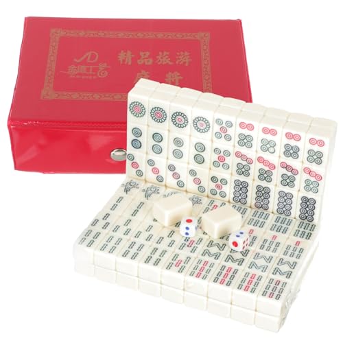 ORFOFE Home Mahjong Familienbrettspiel Reise Mahjong Traditionelle Chinesische Version Interessantes Mahjong Kit Entspannender Mahjong Kit Tragbares Jong Fliesen Acrylmaterial von ORFOFE