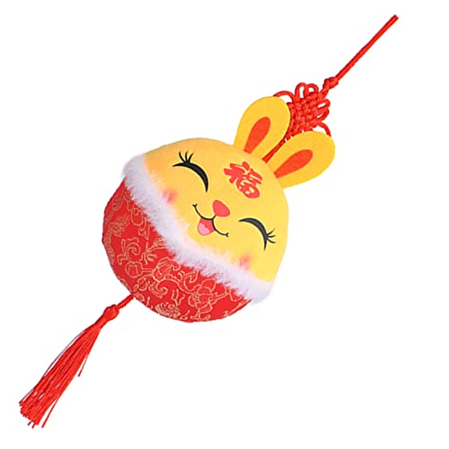 ORFOFE Kaninchen-anhänger Ausgestopftes Puppenspielzeug Mini-Tier-plüschtiere Ausgestopftes Hasenspielzeug Jahr Der Hasenpuppe Hase-Maskottchen-Puppe Mondneujahrsverzierungen Stoff Yellow von ORFOFE