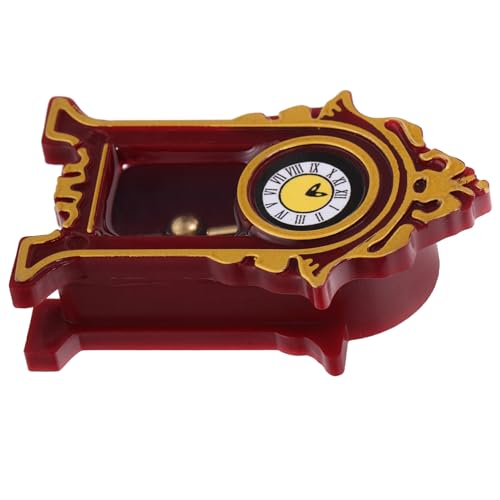 ORFOFE Klassische Miniaturuhr Spielzeug Vintage-pendeluhr-dekor Miniatur-zubehör Miniaturmöbel Miniatur-hausmöbel Mini-pendeluhr Puppenstubenmöbel Mini-wanduhr Mini-hauszubehör Rot Harz von ORFOFE