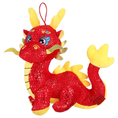 ORFOFE Kuscheltier Drache Drachen-Maskottchen-Puppe schöne Drachenpuppe Tür chinesische neujahrsdekoration New Year Decoration Spielzeug Drachenmaskottchen Drachenplüsch PP Baumwolle rot von ORFOFE