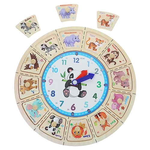 ORFOFE Lernuhr für Kinder lernuhr Kinder kinderlernuhr Uhr Lernen Kinder-Armbanduhr Armbanduhr Kinder Unterrichtszeit Uhr Unterrichtsuhren für Kinder Kinderuhr Uhr-Puzzle Cartoon-Uhr Holz von ORFOFE