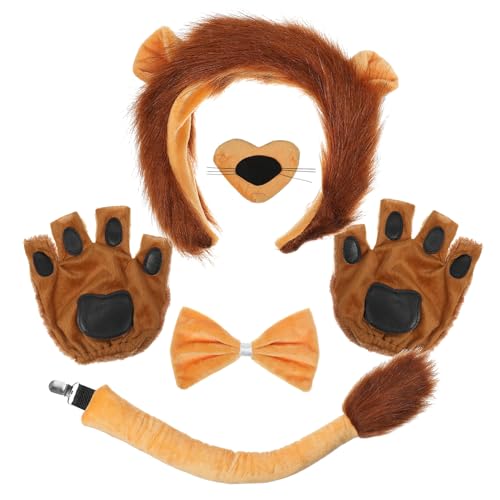 ORFOFE Lion Kostüm Teilig Cosplay Zubehör mit Pfotenhandschuhen Haarreif und Fliege für Dschungel Tier Verkleidung Halloween Karneval Photo Booth Requisiten ORFOFE Lion Kostüm Teilig Cosplay Zubehör mit Pfotenhandschuhen Haarreif und Fliege für Dschungel Tier Verkleidung Halloween Karneval Photo Booth Requisiten von ORFOFE