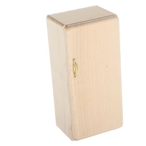 ORFOFE Mini Kühlschrank Mini Hauszubehör Holz Beige Kinderspielkühlschrank 1/12 Hauskühlschrank von ORFOFE