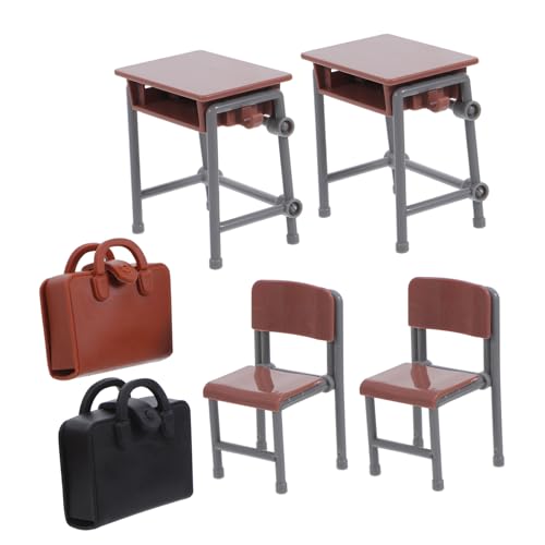 ORFOFE Miniatur Puppenhaus Schulmöbel aus Kunststoff Handgefertigte Miniatur Schreibtische und Stühle mit Rucksack Detailgetreue Schulzubehör für Puppenhaus Szenen Sammlerstück ORFOFE Miniatur Puppenhaus Schulmöbel aus Kunststoff Handgefertigte Miniatur Schreibtische und Stühle mit Rucksack Detailgetreue Schulzubehör für Puppenhaus Szenen Sammlerstück von ORFOFE