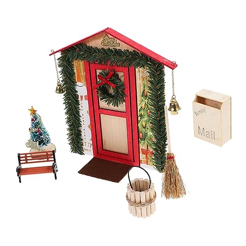 ORFOFE Miniatur Puppenhaus Tür Weihnachtsornamente 1 Set Mit DIY Zubehör Für Weihnachtsdekoration Im Miniaturhaus Perfekte Atmosphäre Für Puppenhaus Szenen von ORFOFE