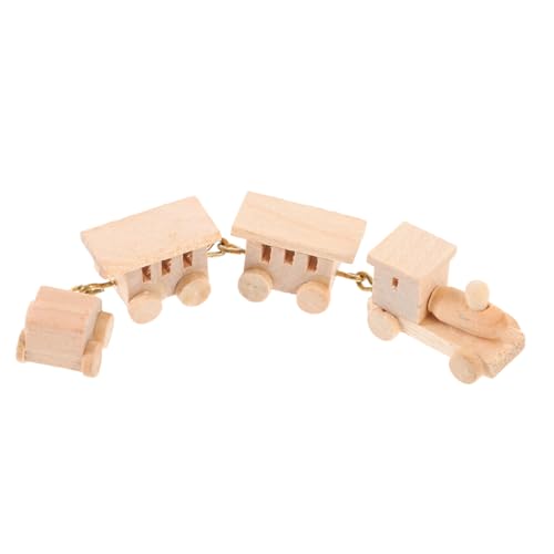 ORFOFE Holzzug Holzeisenbahn Miniatur Holzbahn Modell Für Puppenhaus Dekoratives Für Mini Zug Aus Nostalgisches Puppenhaus Ornament Ideal Für Kinderzimmer Deko von ORFOFE