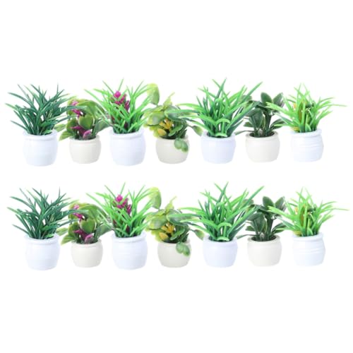 ORFOFE Fake Pflanze Topfpflanze Künstlich Miniature Potted Plant Set DIY Bonsai Dekoration Für Puppenhaus Miniatur Pflanzen Ornamente 3 Verschiedene Designs a b c d e f g von ORFOFE