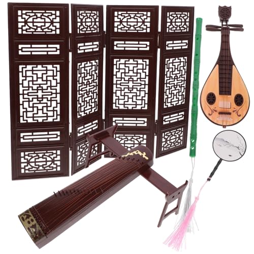 ORFOFE Puppenhaus Dekoratives Miniatur Chinesisches Klassisches Musikinstrument Modell Ornament mit Doppelfaltbildschirm Pipa Guzheng Flöte und Fächer für Miniaturzimmer ORFOFE Puppenhaus Dekoratives Miniatur Chinesisches Klassisches Musikinstrument Modell Ornament mit Doppelfaltbildschirm Pipa Guzheng Flöte und Fächer für Miniaturzimmer von ORFOFE