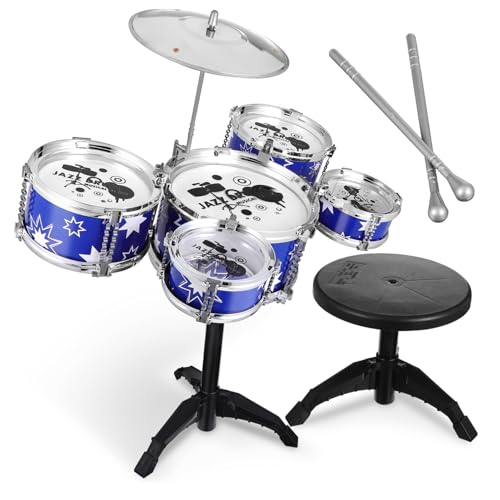 ORFOFE Schlagzeug Set mit Hocker Teiliges Trommel Set für Kleinkinder Jahre Becken Tamburin und Sticks Pädagogisches Musikinstrument für Jungen und Mädchen ORFOFE Schlagzeug Set mit Hocker Teiliges Trommel Set für Kleinkinder Jahre Becken Tamburin und Sticks Pädagogisches Musikinstrument für Jungen und Mädchen von ORFOFE