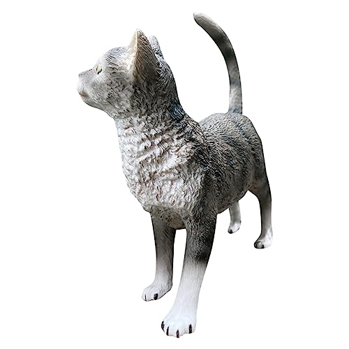 ORFOFE Simulation Haustier Katze Miniture Dekoration Desktop Tierstatuen Miniaturspielzeug Desktop Katzenskulptur Minispielzeug Für Kinder Lernspielzeug Tischminiaturen Dunkelgrauer von ORFOFE