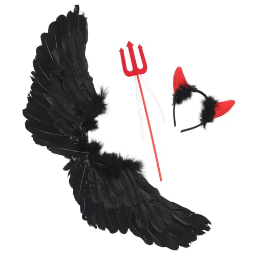 ORFOFE Teufelskostüm mit Schwarzen Federleichten Flügeln Atmungsaktivem Hautfreundlichem Material Mittlere Strapazierfähig und Faltbar für Halloween Bühnenauftritte und Kostümpartys ORFOFE Teufelskostüm mit Schwarzen Federleichten Flügeln Atmungsaktivem Hautfreundlichem Material Mittlere Strapazierfähig und Faltbar für Halloween Bühnenauftritte und Kostümpartys von ORFOFE