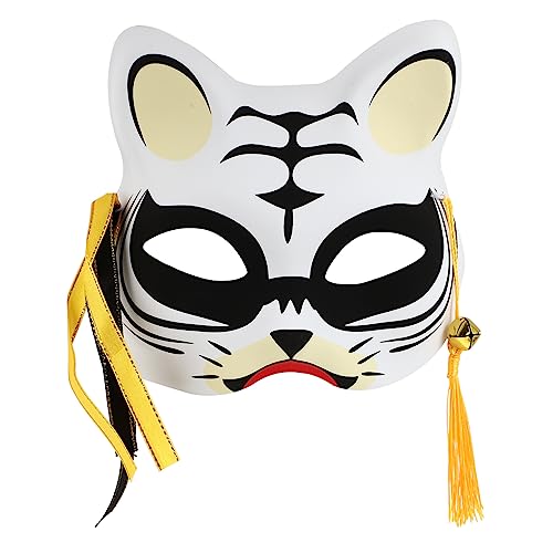 ORFOFE Tiger Maske Maskerade-Maske halbes gesicht halloween Schädelmaske Halloween-Fuchs halloweenmaske halloween masken leuchtende Tigermaske Halbgesichtige Tigermaske Plastik Weiß von ORFOFE