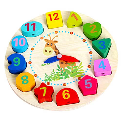 ORFOFE Uhr aus Holzperlen Clocks für Kinder Uhr Kinder pädagogisches Spielzeug Kinderuhr jucarii pentru copii Holzuhren auffädeln Sortieruhr aus Holz Spielzeug aus Holzblöcken Bambus von ORFOFE