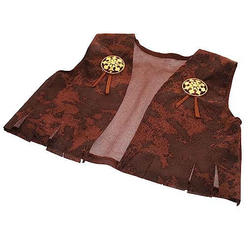 ORFOFE Wilde Weste Halloween-kostüme Für Jungen Cosplay-kostüme Für Jungen Rollenspielkostüm Kostümzubehör Jungenkleidung Unisex-Weste Für Kinder Coole Weste Kinder-Outfit Brown Gestrick von ORFOFE