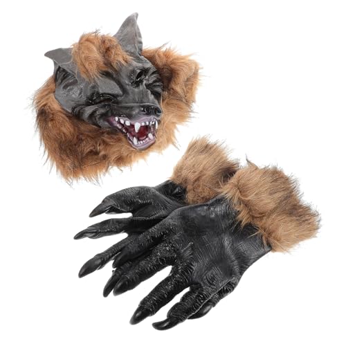 ORFOFE Wolfsmaske Und Klauenhandschuhe Set Für Halloween Werwolf Cosplay Requisiten Ideales Kostümzubehör Für Karneval Und Themenpartys Realistische Details Vielseitig Einsetzbar von ORFOFE