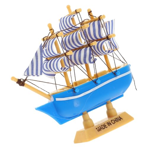 ORFOFE nautisch segelboot modell dekoration Segelboot-Figur Schiff Segelboot Dekor Bürodekoration büro dekoration decor Heimdekoration kleines segelboot modell Boot aus Holz hölzern Blue von ORFOFE