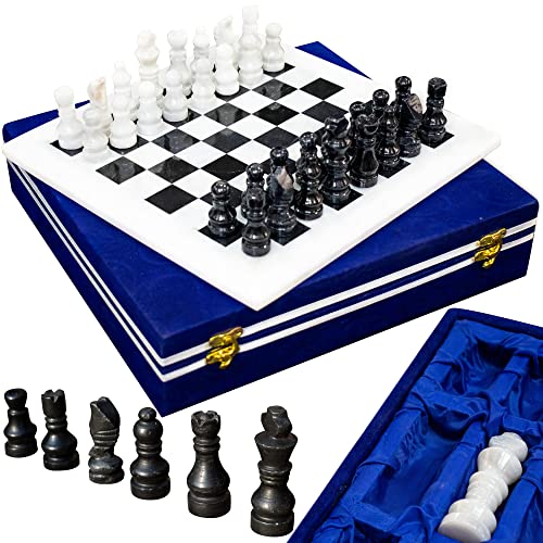 Marmor-Schachbrett - elegantes Marmor-Schachbrett | Schachbrett aus Marmor | Schachbrett und Schachbrett. Professionelles Schachbrett aus Marmor mit Schatulle. Chess Set von ORGARI