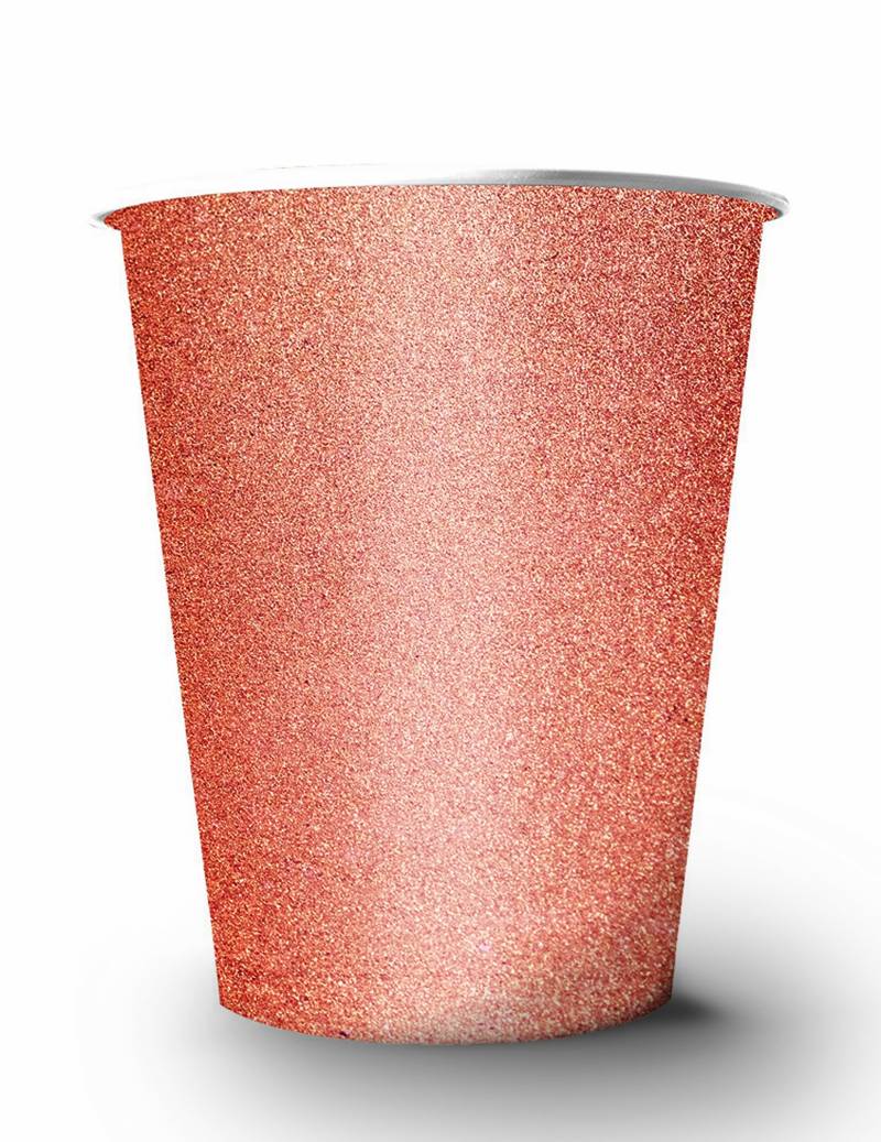 Amerikanische Trinkbecher gross Partydeko glitzernd 10 Stück roségold 530 ml von ORIGINAL CUP