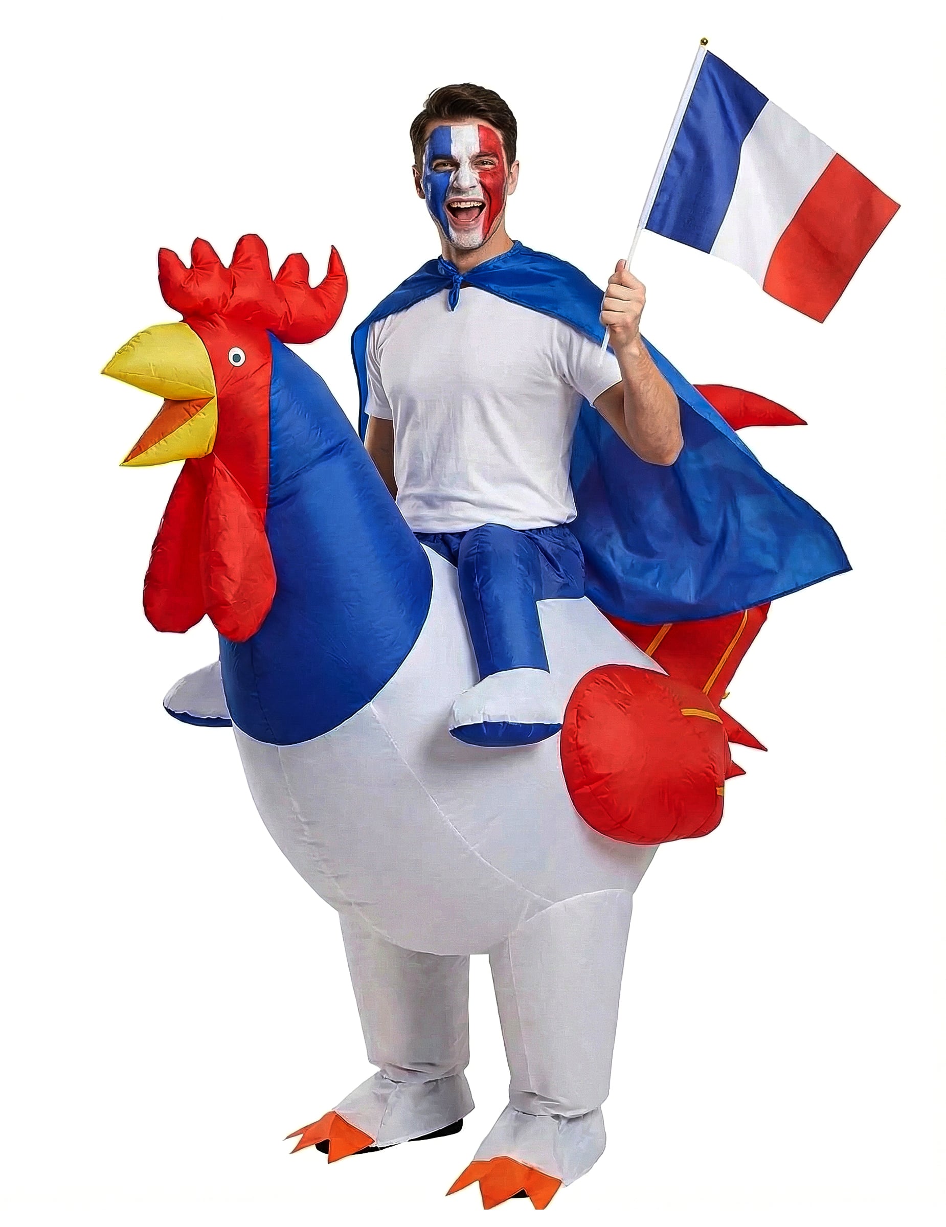 Hahn Kostüm aufblasbar Erwachsene weiß-rot-blau Hahn Kostüm aufblasbar Erwachsene weiß-rot-blau von ORIGINAL CUP