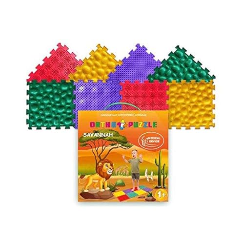 Orthopädische Puzzlematte – Orthopädische Spielmatte für Kinder mit Quadratischen und Verriegelten Puzzleteilen – Plattfuß Übungsmatte - Sichere medizinische Bauteile für Babys und Kinder (Savannah) von ORTHOPUZZLE