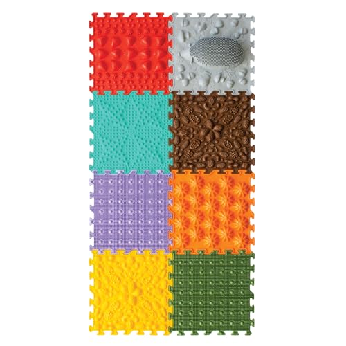 ORTO NATURE 8-teiliges Sensorik-Puzzle-Matten-Set – Orthopädische Massagematte für Kinder, Erwachsene & autistische Kinder, Sensorik-Spielzeug, Sinnesmatten, Strukturmatten (Igel Hier) von ORTO Nature