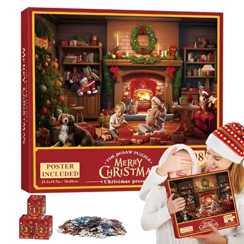 Adventskalender 2024, Advent Calendar 2024 Puzzle, Weihnachts Jigsaw Puzzle, 24 Tage Weihnachts Countdown Kalender, 24 Tage 1008 Teile Weihnachten Geschenke Weihnachtskalender von ORTUH