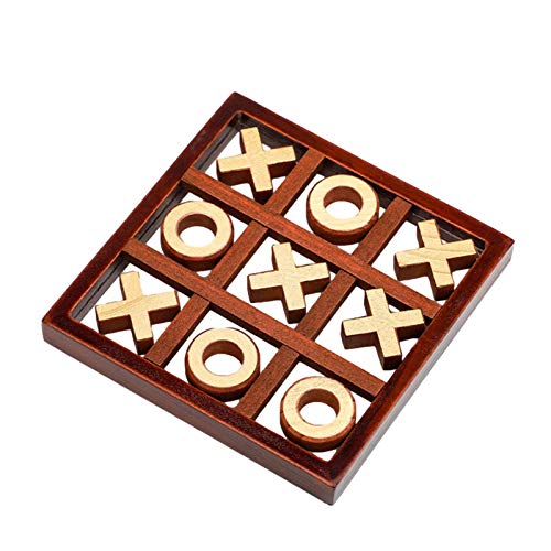 Hölzernes Tic-Tac-Toe-Spiel - XO Schach Brettspiel Nullen Kreuze Spiel | Wooden Double Battle Interaktives Eltern-Kind-Spiel Holz-Familien-Brettspiel-Set für Kinder von ORTUH