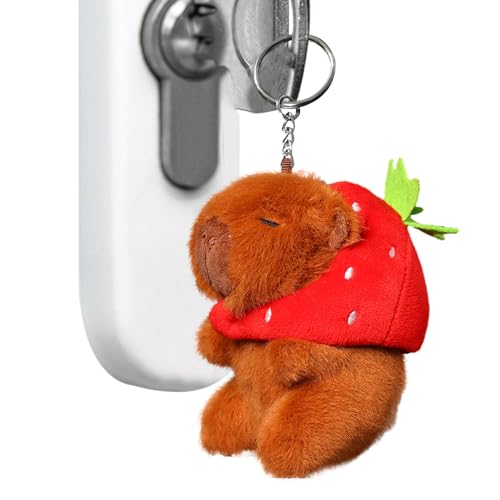 ORTUH Capybara-Plüschtier, realistisches weiches Capybara-Spielzeug, weiches Stofftier-Plüschtier mit Erdbeerhut für Jungen-Mädchen-Geschenke von ORTUH