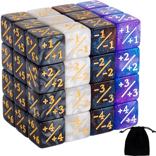 48 Stück Magic The Gathering Dice MTG Counter Dice Buff Tokens Würfel Loyalty Sternenmarmor D6 Würfel kompatibel mit CCG, Standard-Kartenspiel-Zubehör, 4 Stile von ORUNI