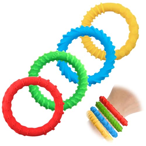 ORUZA 4 Stück Sensorik Spielzeug Fidget Toys Kauarmband, Silikon Sensory Kauen Armbänder für Stressabbau, ADHS, Autismus, Oral Motor Chewy Beißring für Kinder Jungen Mädchen ORUZA 4 Stück Sensorik Spielzeug Fidget Toys Kauarmband, Silikon Sensory Kauen Armbänder für Stressabbau, ADHS, Autismus, Oral Motor Chewy Beißring für Kinder Jungen Mädchen von ORUZA