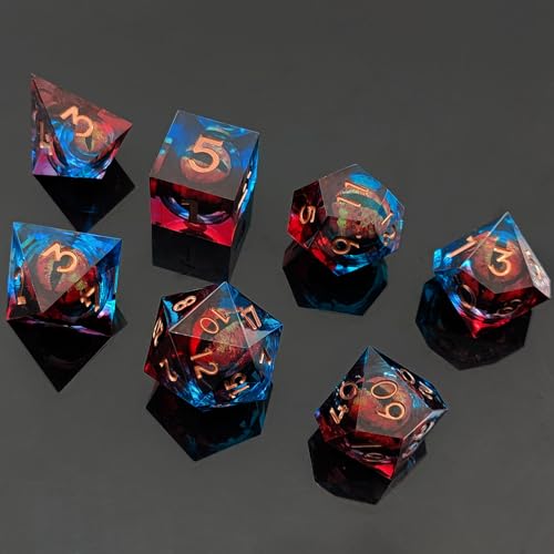 7 Stück Drachenauge Polyedrische Harz Spielwürfel DND Würfel Set D&D Würfel für Dungeons and Dragons RPG MTG Pathfinder Rollenspiel D4 D6 D8 D10 D% D12 D20 von ORUZA