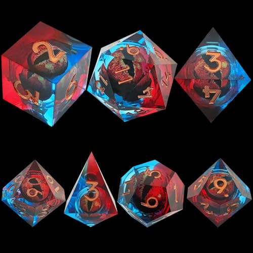 7 Stück Drachenauge Polyedrische Harz Spielwürfel DND Würfel Set D&D Würfel für Dungeons and Dragons RPG MTG Pathfinder Rollenspiel D4 D6 D8 D10 D% D12 D20 von ORUZA