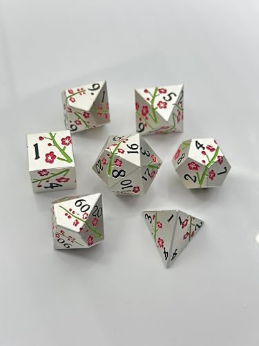 ORUZA 7 Stück DND Metall Würfel Set Silbrig Polyedrische Würfel Set D&D Würfel Set für Dungeons und Dragons RPG MTG TTRPG Pathfinder Rollenspiele Tischspiele Würfel von ORUZA