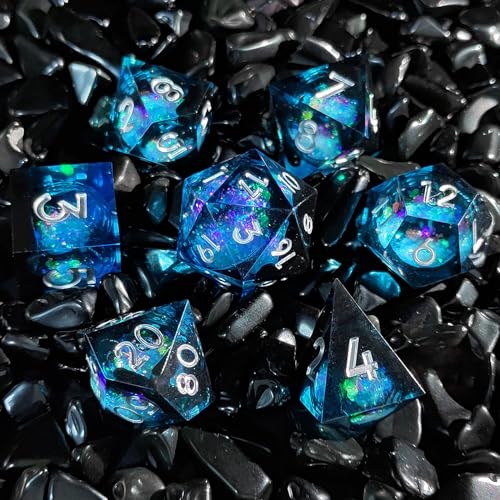 ORUZA 7 Stück Polyedrische Würfel Set Liquid Core Würfel D4 D6 D8 D10 D12 D20 D% DND Würfel für Dungeons and Dragons RPG MTG Pathfinder Rollenspiele Spielwürfel von ORUZA