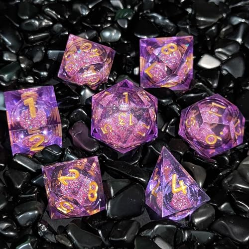 ORUZA 7 Stück Polyedrische Würfel Set Liquid Core Würfel D4 D6 D8 D10 D12 D20 D% DND Würfel für Dungeons and Dragons RPG MTG Pathfinder Rollenspiele Spielwürfel von ORUZA