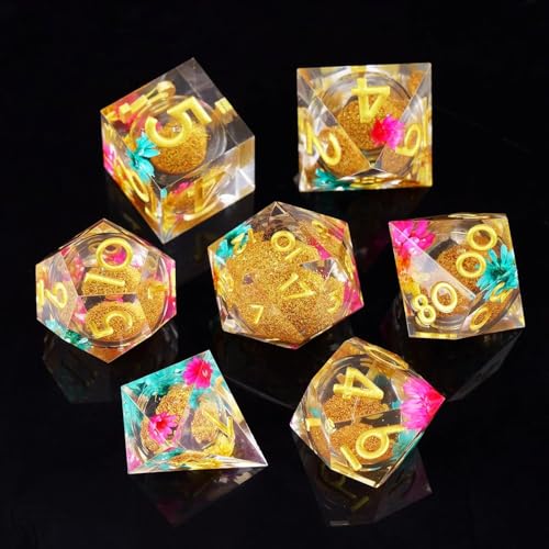 ORUZA 7 Stück Polyedrische Würfel Set Liquid Core Würfel D4 D6 D8 D10 D12 D20 D% DND Würfel für Dungeons and Dragons RPG MTG Pathfinder Rollenspiele Spielwürfel von ORUZA