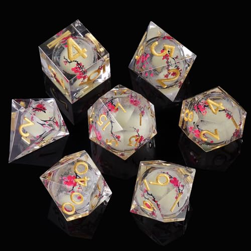 ORUZA 7 Stück Polyedrische Würfel Set Liquid Core Würfel Schmetterling D4 D6 D8 D10 D12 D20 D% DND Würfel für Dungeons and Dragons RPG MTG Pathfinder Rollenspiele Spielwürfel von ORUZA