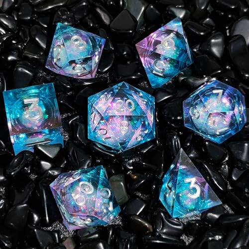 ORUZA 7 Stück Polyedrische Würfel Set Liquid Core Würfel D4 D6 D8 D10 D12 D20 D% DND Würfel für Dungeons and Dragons RPG MTG Pathfinder Rollenspiele Spielwürfel von ORUZA