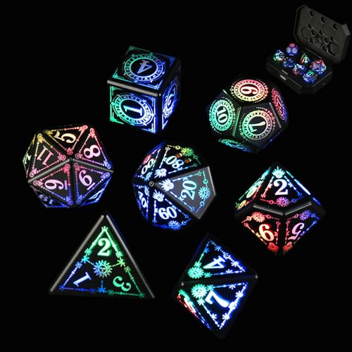 ORUZA Beleuchtetes Würfel-Set, 7-teilig, wiederaufladbare LED-DND-Würfel mit Ladebox, polyedrische, leuchtende D&D-Würfel für Dungeons and Dragons, RPG, MTG, Rollenspiele, Tischspiele ORUZA Beleuchtetes Würfel-Set, 7-teilig, wiederaufladbare LED-DND-Würfel mit Ladebox, polyedrische, leuchtende D&D-Würfel für Dungeons and Dragons, RPG, MTG, Rollenspiele, Tischspiele von ORUZA
