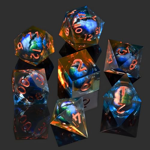 ORUZA Drachenauge Polyedrische DND Würfel Set, 7 Stück Harz D&D Drachenauge Würfel für Dungeons and Dragons RPG MTG Pathfinder Rollenspiel ORUZA Drachenauge Polyedrische DND Würfel Set, 7 Stück Harz D&D Drachenauge Würfel für Dungeons and Dragons RPG MTG Pathfinder Rollenspiel von ORUZA