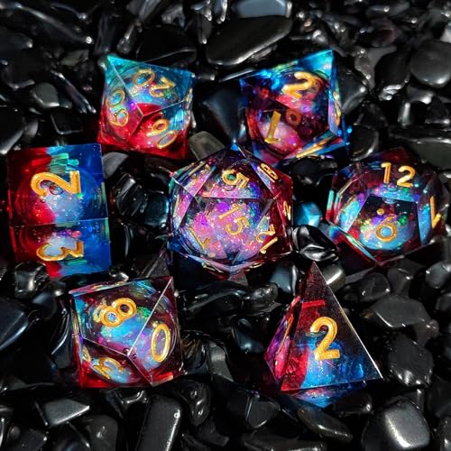 ORUZA 7 Stück Polyedrische Würfel Set Liquid Core Würfel D4 D6 D8 D10 D12 D20 D% DND Würfel für Dungeons and Dragons RPG MTG Pathfinder Rollenspiele Spielwürfel von ORUZA