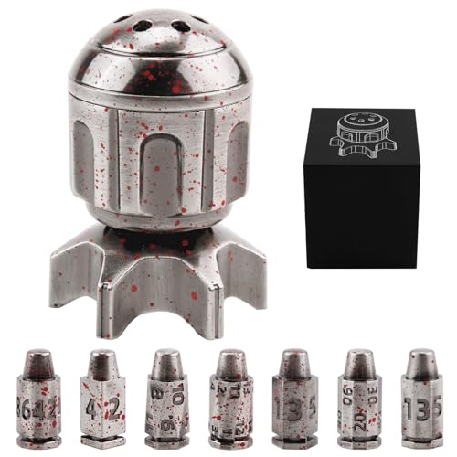 ORUZA Metall D&D Polyedrische Bullet Würfel, 7er-DND-Würfelset mit Drehbarem Revolver Zylinderbehälter, Schwarz Bullet Würfel für Cyberpunk-Würfel für Warhammer 40K D&D Sci-Fi, Krieg Tischspiele ORUZA Metall D&D Polyedrische Bullet Würfel, 7er-DND-Würfelset mit Drehbarem Revolver Zylinderbehälter, Schwarz Bullet Würfel für Cyberpunk-Würfel für Warhammer 40K D&D Sci-Fi, Krieg Tischspiele von ORUZA