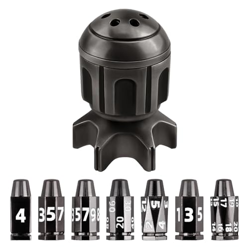 ORUZA Metall D&D Polyedrische Bullet Würfel, 7er-DND-Würfelset mit Drehbarem Revolver Zylinderbehälter, Schwarz Bullet Würfel für Cyberpunk-Würfel für Warhammer 40K D&D Sci-Fi, Krieg Tischspiele ORUZA Metall D&D Polyedrische Bullet Würfel, 7er-DND-Würfelset mit Drehbarem Revolver Zylinderbehälter, Schwarz Bullet Würfel für Cyberpunk-Würfel für Warhammer 40K D&D Sci-Fi, Krieg Tischspiele von ORUZA