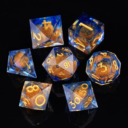 ORUZA 7 Stück Polyedrische Würfel Set Liquid Core Würfel D4 D6 D8 D10 D12 D20 D% DND Würfel für Dungeons and Dragons RPG MTG Pathfinder Rollenspiele Spielwürfel von ORUZA