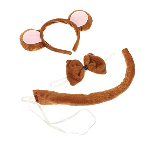 OSALADI 1 Satz Affen-stirnband-set Tierohren Für Cosplay Tierohren Stirnband Affenkostüm Für Kinder Tierstirnb?nder Für Erwachsene Tierschwanz 3d Halloween Kurzer Plüsch. Binden von OSALADI